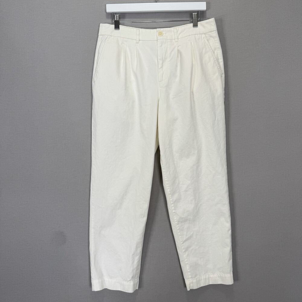 AYR The Metropolitan Pants Womens 8 White Cotton Pleated Trousers Old Money Boho
